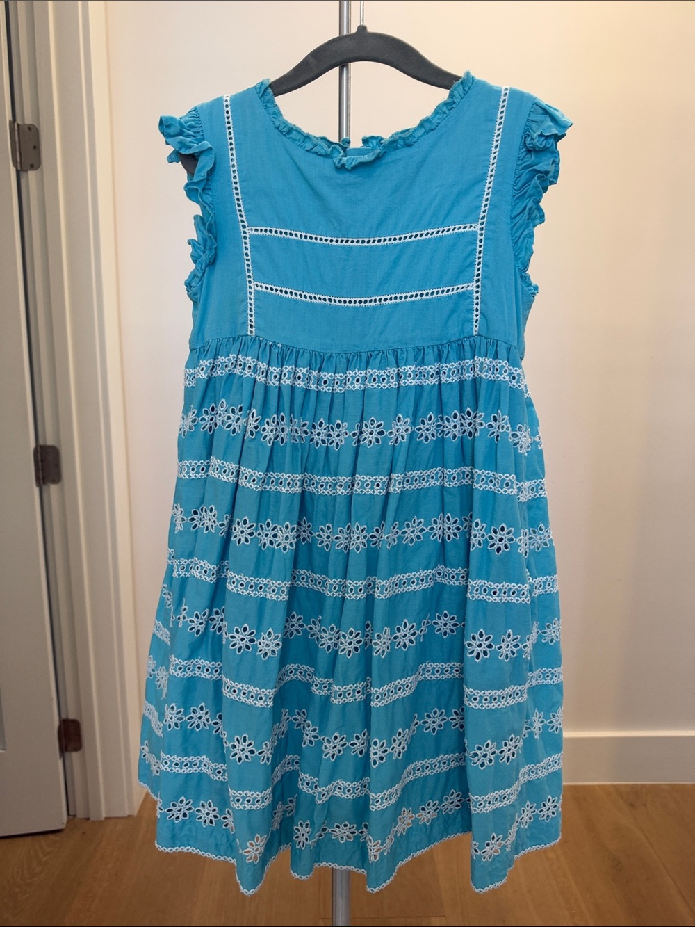Mini Biden Blue Eyelet Dress size 6-7